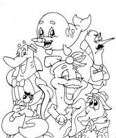 A coloring page of sesame street
